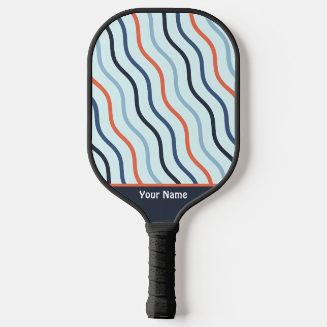 Cute Wavy Lines  Pro  Blue Pickleball Paddle (Back)