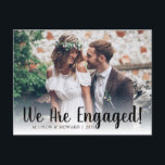 Cute We Are Engaged Photo Script Engagement Party Announcement Postcard<br><div class="desc">Cute We Are Engaged Photo Script Engagement Party Announcement</div>