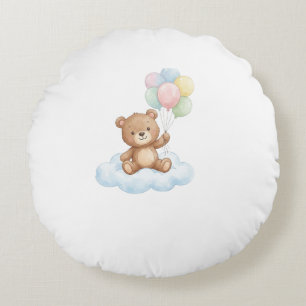 Cute We Can Bearly Wait Teddy Bear Baby Shower Round Cushion