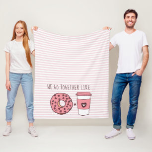 Cute We Go Together Doughnuts & Coffee Fleece Blan Blanket