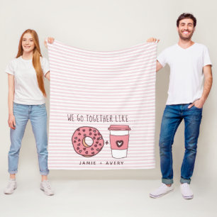 Cute We Go Together Doughnuts & Coffee Fleece Blan Blanket
