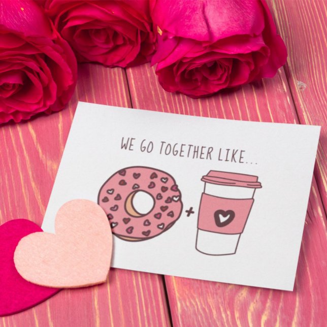 Cute We Go Together Like Doughnuts & Coffee Valent Invitation (Creator Uploaded)