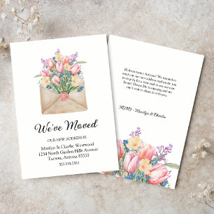 Cute We Have Moved Floral New Address Note Cards