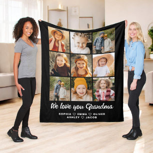 Cute We love you Grandma photo collage Fleece Blanket