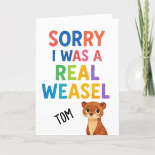 Cute Weasel Sorry apology Thank You Card