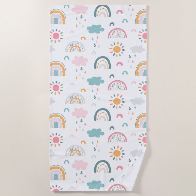 Cute Weather Pattern Beach Towel (Front)