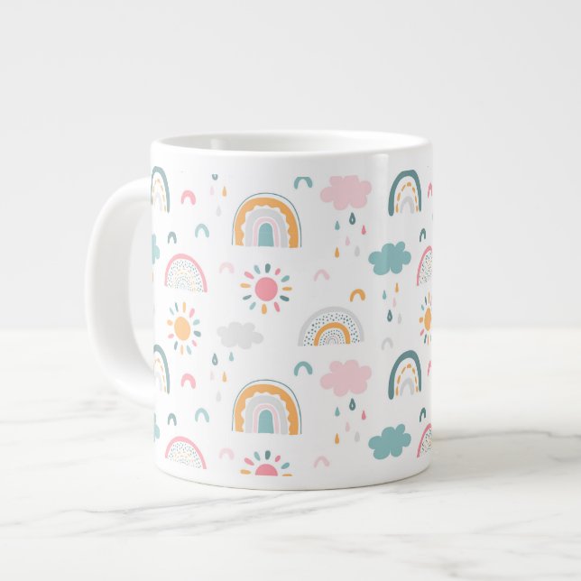 Cute Weather Pattern Large Coffee Mug (Front Left)