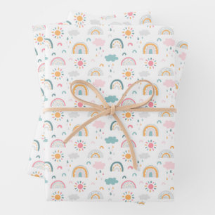 Cute Weather Pattern Wrapping Paper Sheet