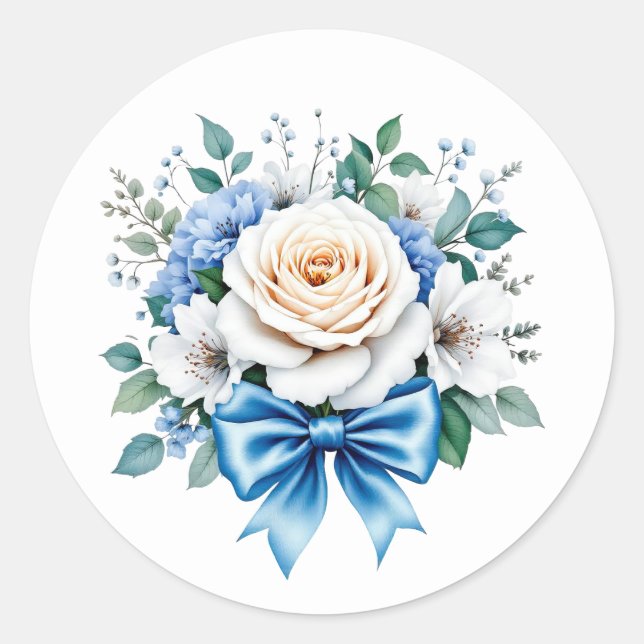 Cute Wedding Bouquet customisable  Classic Round Sticker (Front)
