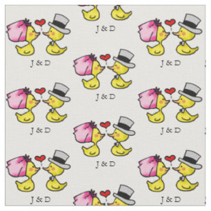 cute wedding bride & groom ducks - personalised fabric