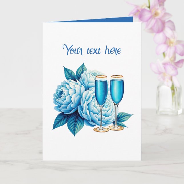 Cute Wedding Champagne flowers customisable  Card (Orchid)