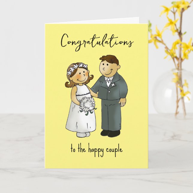 cute wedding couple congratulations  card (Yellow Flower)