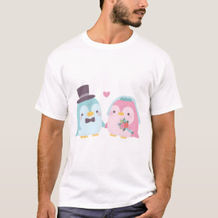 Cute Wedding Couple Penguin Groom and Bride T-Shirt