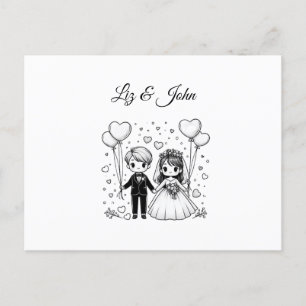 Cute wedding couple personalised postcard