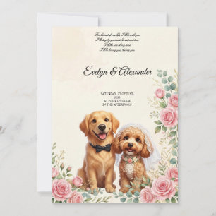 Cute Wedding Dogs Bride and Groom  Invitation