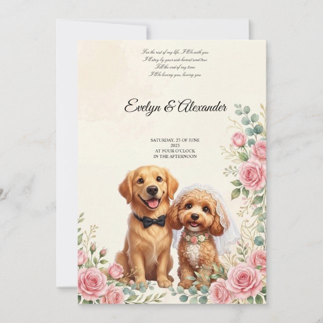 Cute Wedding Dogs Bride and Groom  Invitation (Front)
