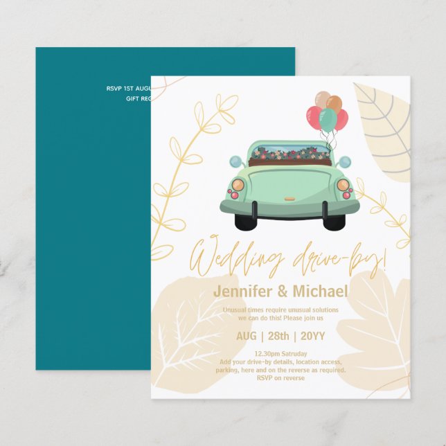 Cute Wedding Drive-By Budget Invitations (Front/Back)