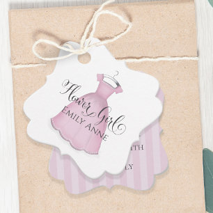 Cute Wedding Flower Girl Pink Dress Custom Favour Tags