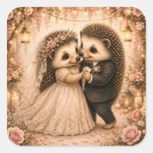 Cute Wedding Hedgehog Couple