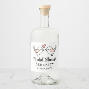 Cute Wedding Love Birds Lovebirds Bridal Shower Liquor Bottle Label