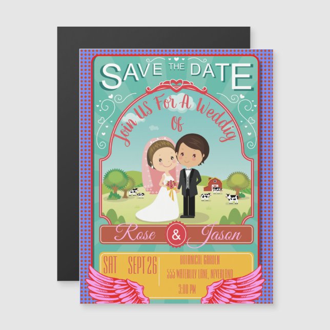 Cute Wedding Magnetic Invitation (Front/Back)