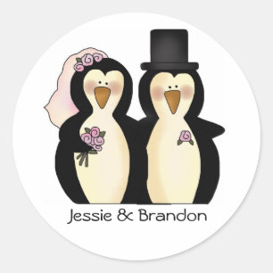 Cute Wedding Penguins Envelope Seal