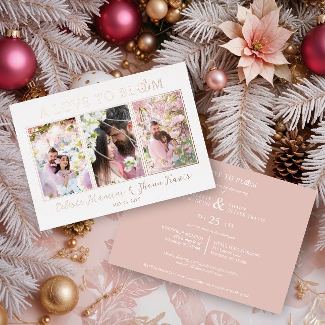 Cute Wedding Rings Luxurious 3 Multi Photos (Cute Wedding Rings Luxurious 3 Multi Photos in Real Rose Gold Metallic Foil Invitations Cards.)