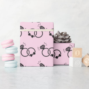Cute Wedding Rings Sweet Light Pink Seamless Wrapping Paper