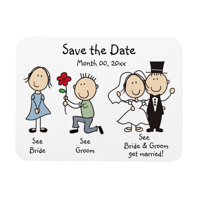 Cute Wedding Save the Date Magnets (Horizontal)