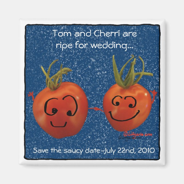 Cute Wedding Tomatoes Save the Date  Magnets (Front)
