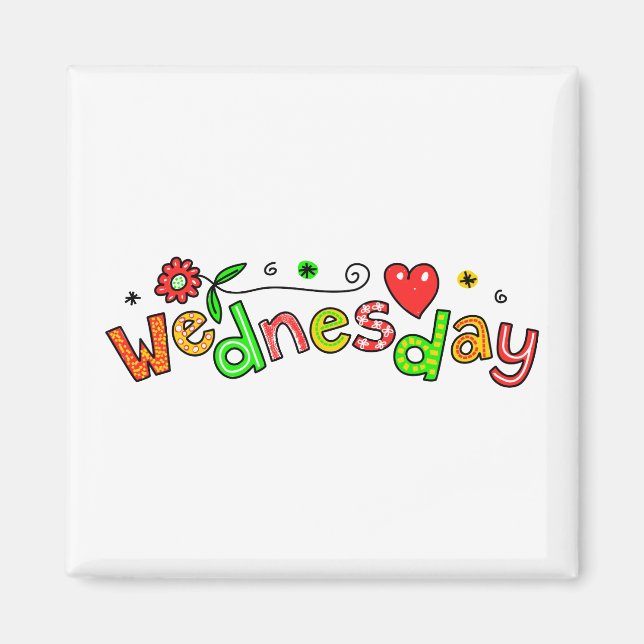 Cute Wednesday Week Day Greeting Text Expression Magnet (Front)