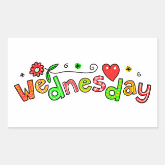 Cute Wednesday Week Day Greeting Text Expression Rectangular Sticker