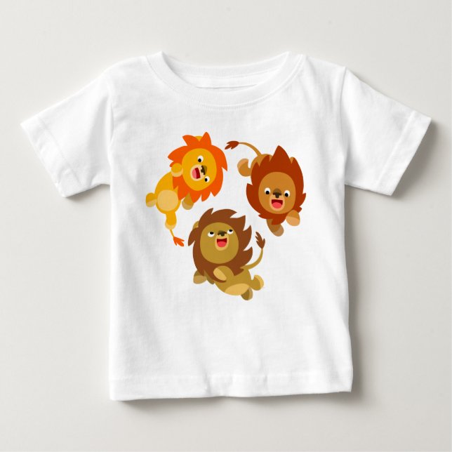 Cute Weightless Cartoon Lions Baby T-Shirt (Front)