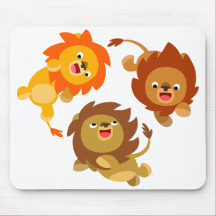 Cute Weightless Cartoon Lions Mousepad