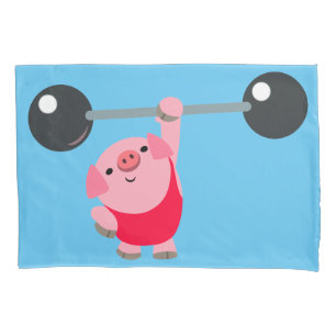 Cute Weightlifting Cartoon Pig Pillowcase