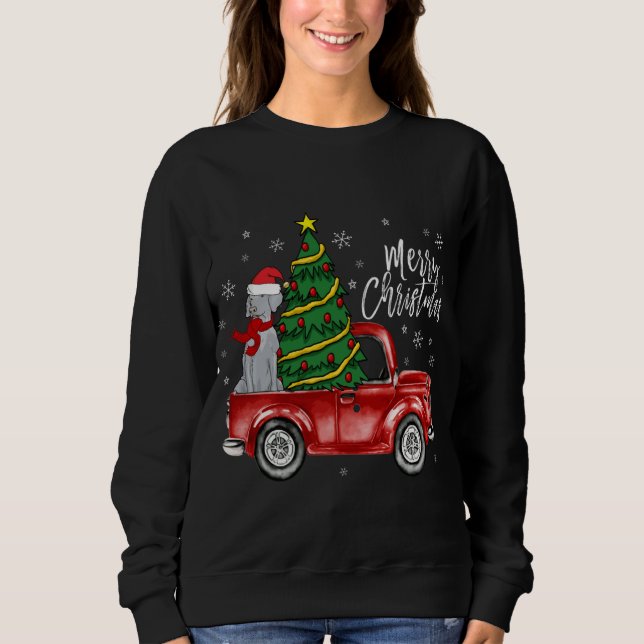 Cute Weimaraner Dog Truck Merry Christmas Dog Love Sweatshirt (Front)