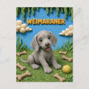 Cute Weimaraner Puppy, Baby Dog Postcard