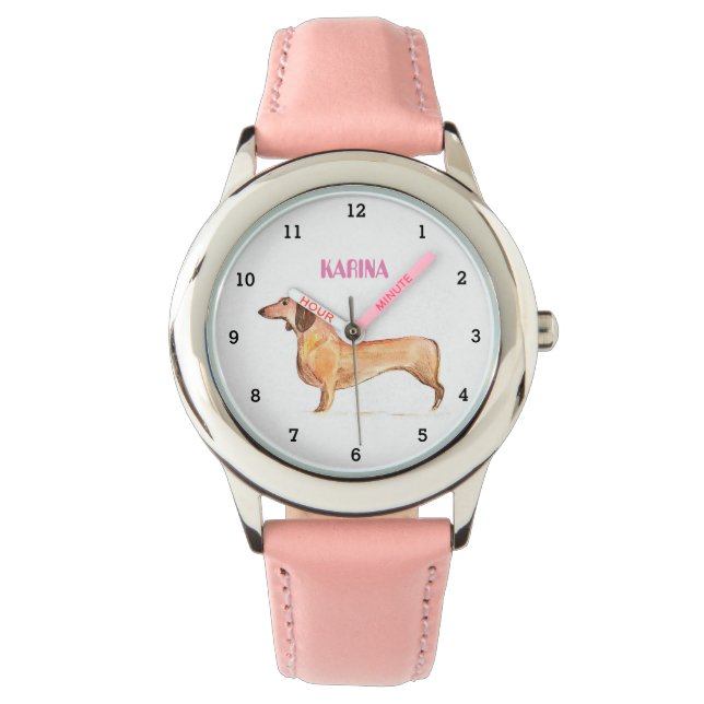 Cute Weiner Dachshund Dog Puppy Animal Girly Kids Watch (Front)