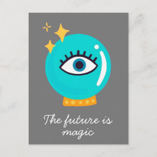 Cute weird magic crystal ball eye postcard