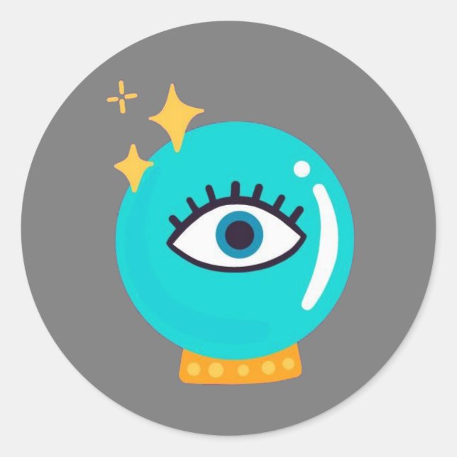 Cute weird third eye crystal ball classic round sticker (Front)