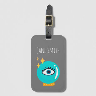 Cute weird third eye crystal ball luggage tag