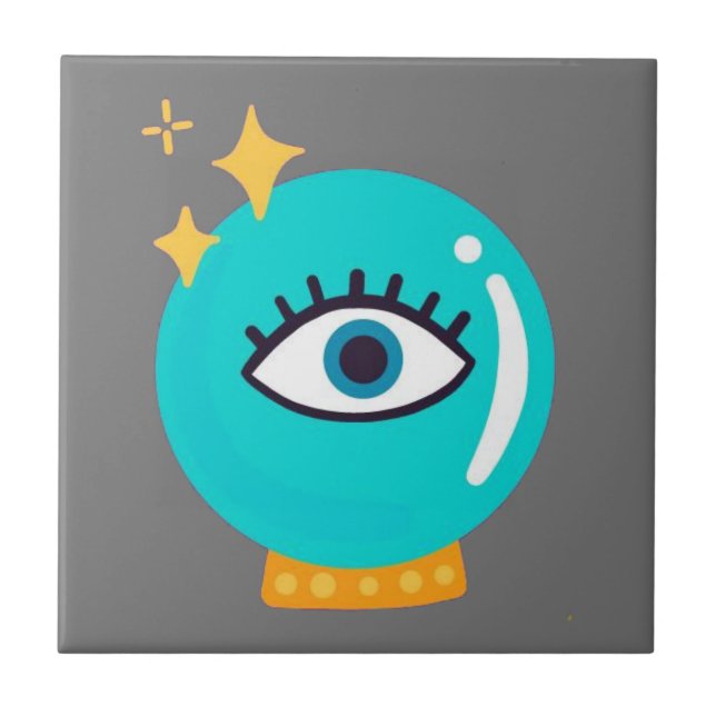 Cute weird third eye crystal ball tile (Front)