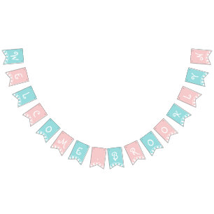 Cute Welcome Baby Pink Blue Custom Colour With Nam Bunting