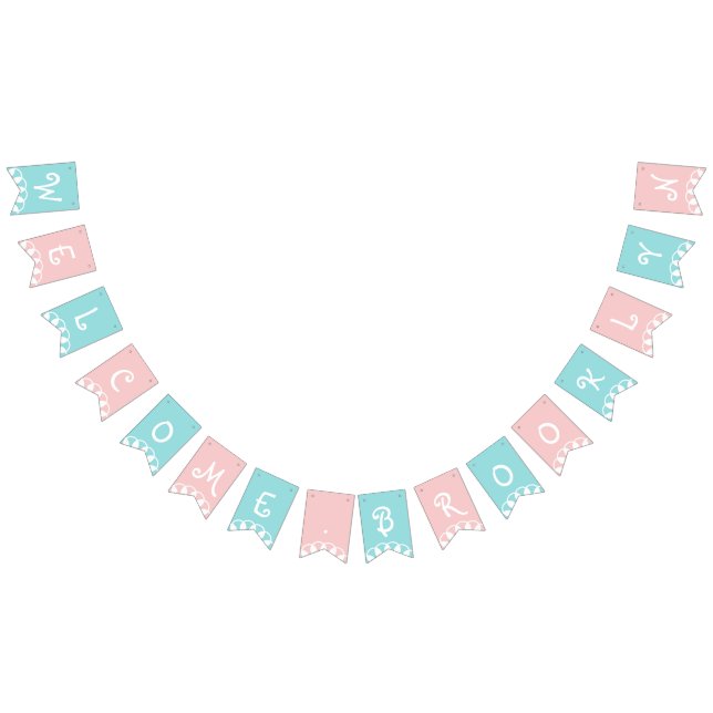 Cute Welcome Baby Pink Blue Custom Colour With Nam Bunting (All)