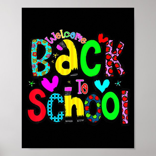 Cute Welcome Back to school first day of school te Poster (Front)