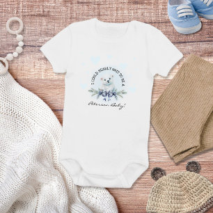 Cute Welcome New Baby Blue Heart Little Bear Baby Bodysuit