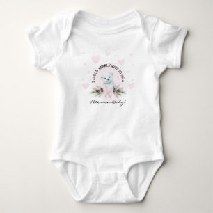 Cute Welcome New Baby Girl Pink Heart Teddy Bear Bodysuit