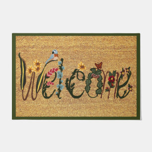 Cute Welcome Plant & Bird Mat, Lovely Mat Gift