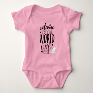 Cute welcome to the world little one elephant baby bodysuit