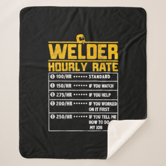 Cute Welder Funny Hourly Rate | Gift For Welder Sherpa Blanket